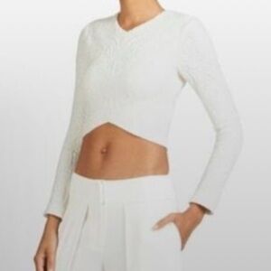NICHOLAS Cream Textured Crop Top